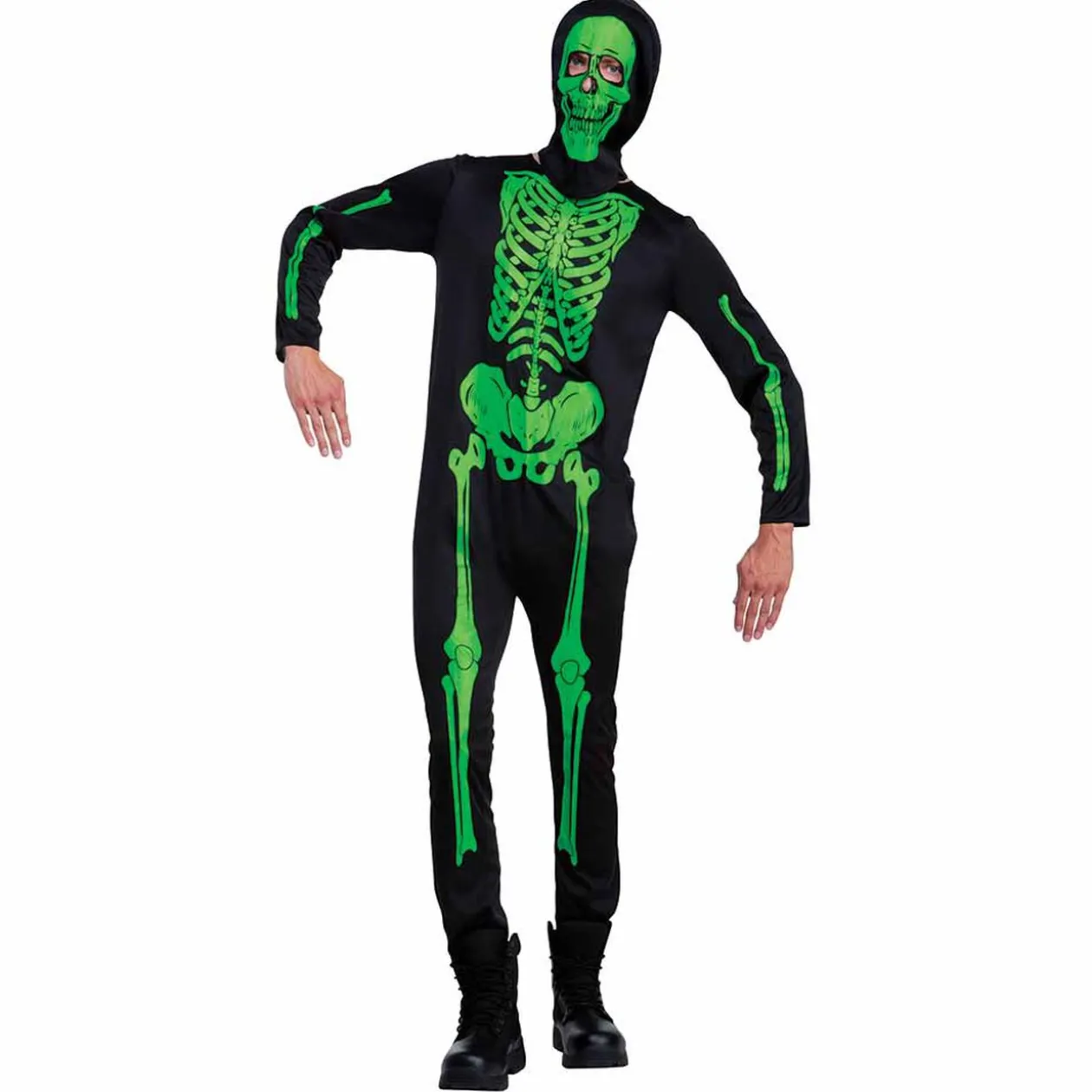 Déguisement adulte squelette vert phosphorescent Halloween
