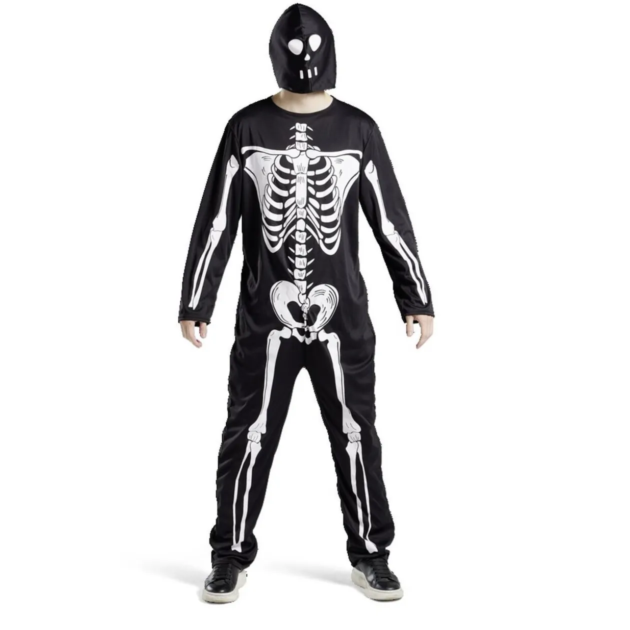 Déguisement adulte squelette combinaison et capuche taille S