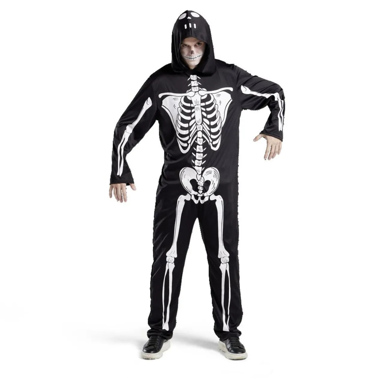 Déguisement adulte squelette combinaison et capuche taille M/L