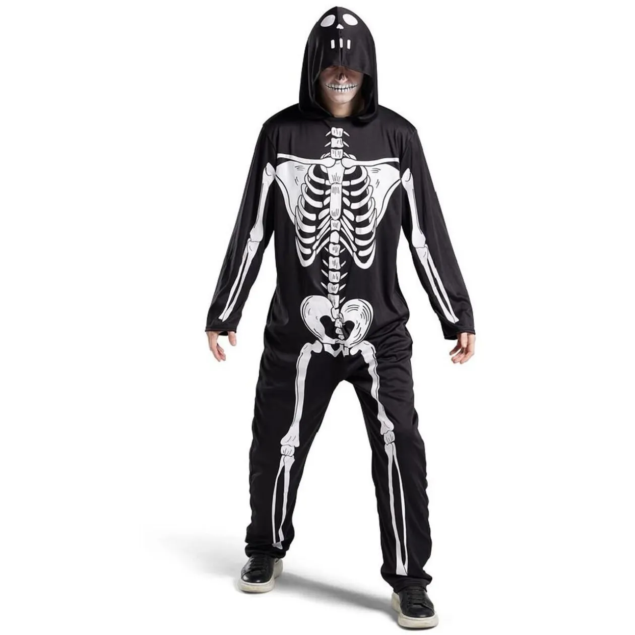 Déguisement adulte squelette combinaison et capuche taille M/L