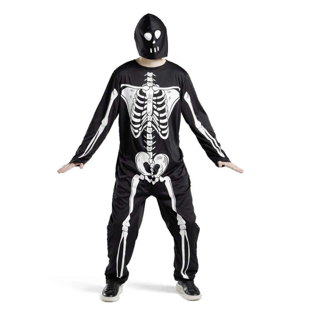 Déguisement adulte squelette combinaison et capuche taille M/L