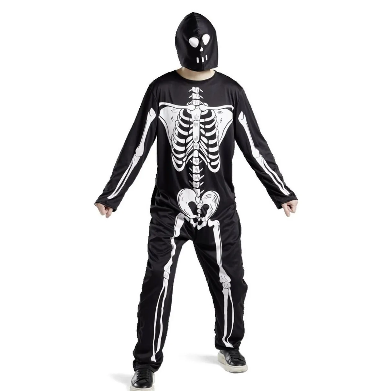 Déguisement adulte squelette combinaison et capuche taille M/L