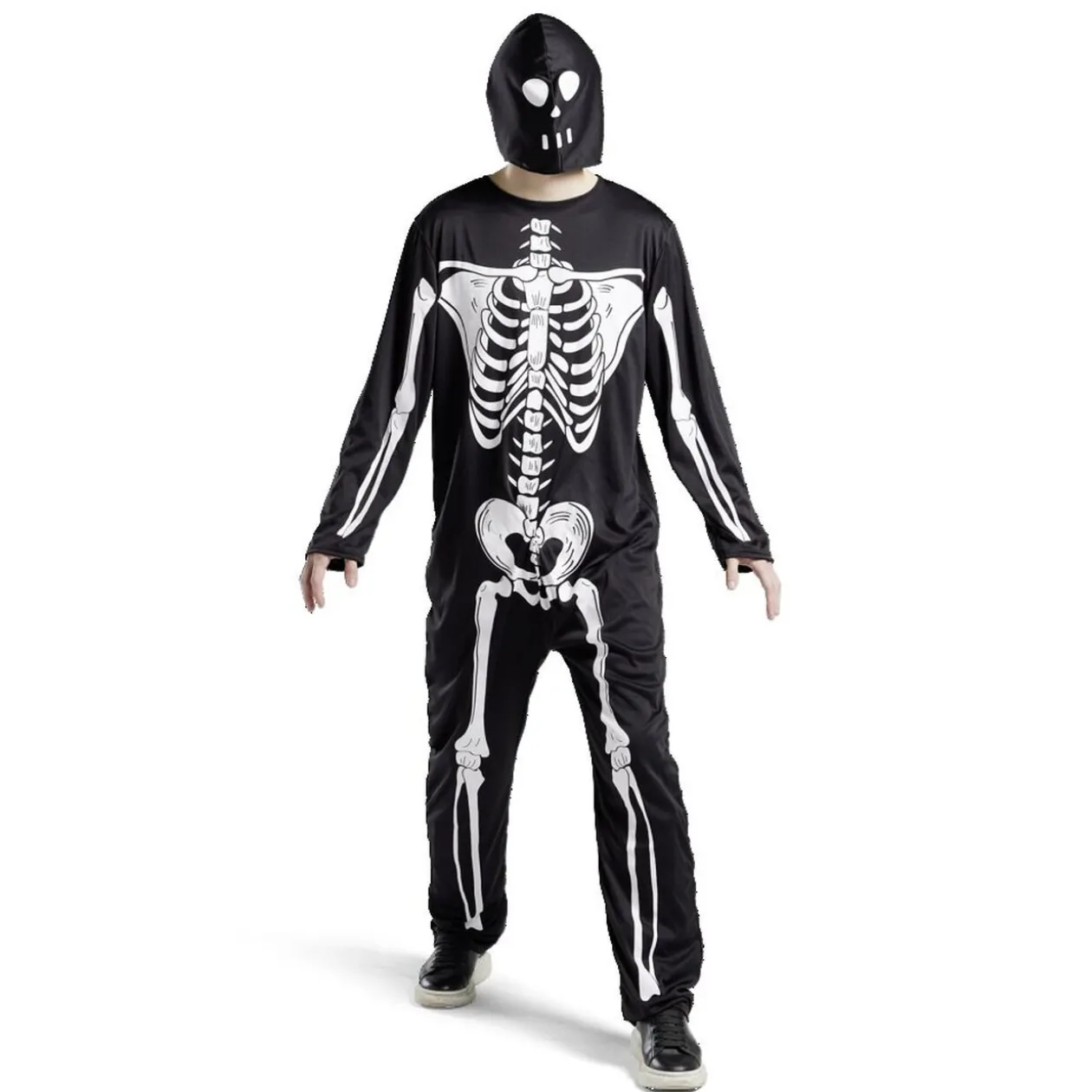 Déguisement adulte squelette combinaison et capuche taille M/L