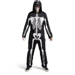 Déguisement adulte squelette combinaison et capuche taille M/L