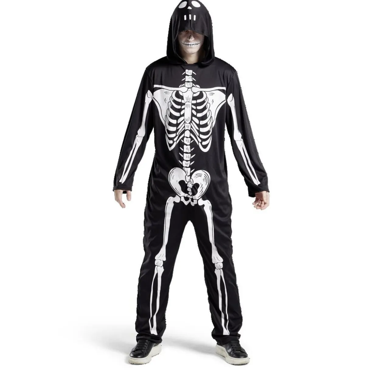 Déguisement adulte squelette combinaison et capuche taille M/L
