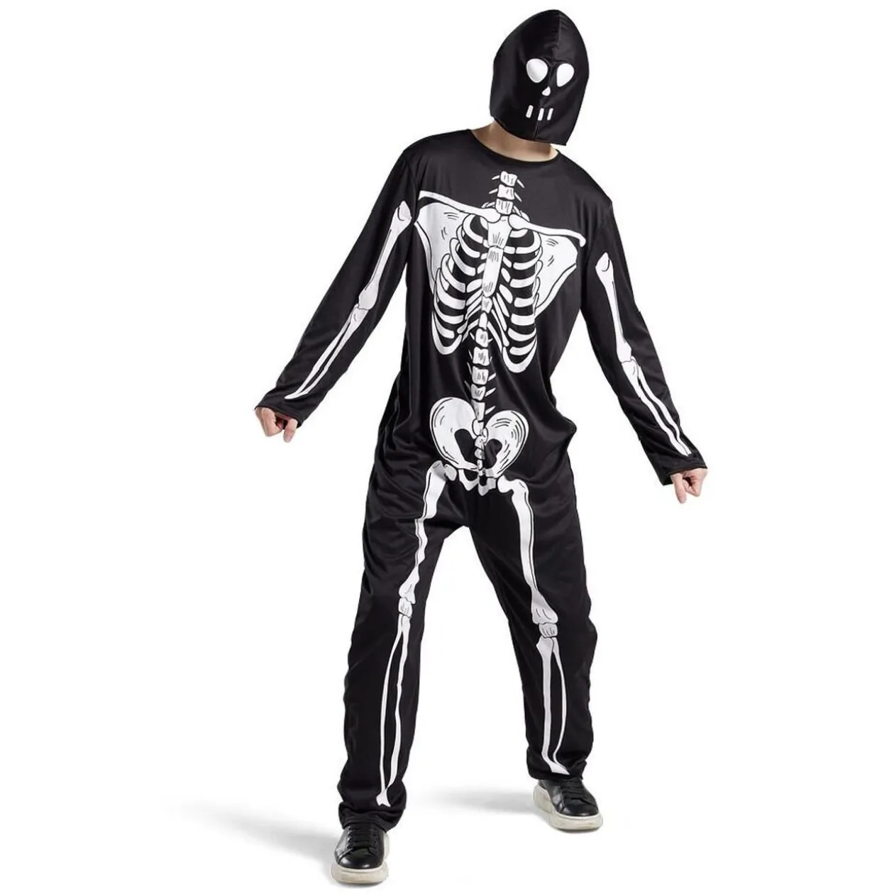 Déguisement adulte squelette combinaison et capuche taille M/L