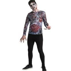 Déguisement adulte t-shirt imprimé ZombieHalloween