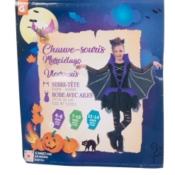 Déguisement enfan robe chauve-souris noir violet 4/6 ans
