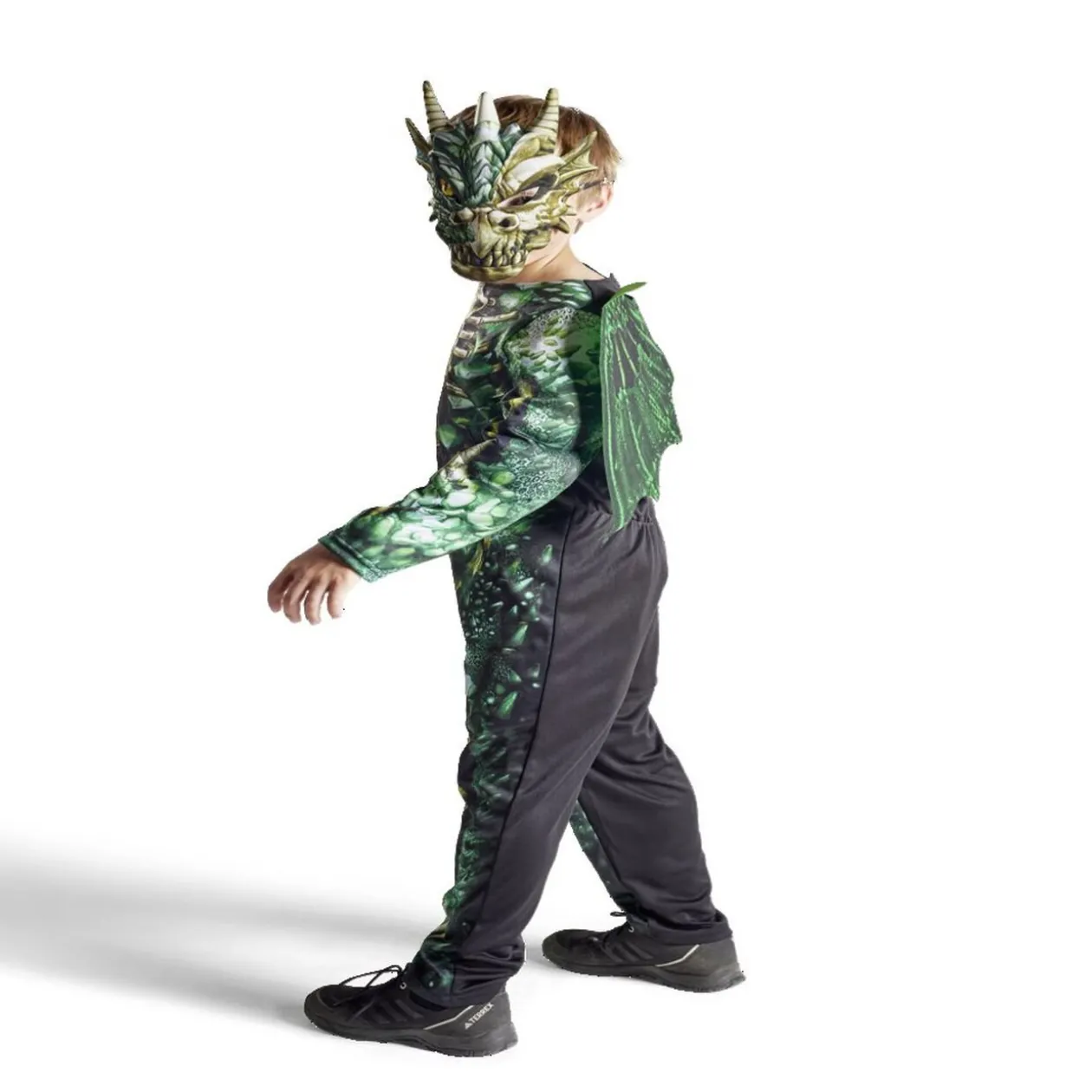 Déguisement enfant Halloween dragon squelette vert 4/6 ans