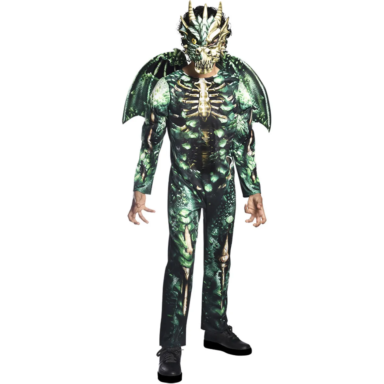 Déguisement enfant Halloween dragon squelette vert 7/10 ans