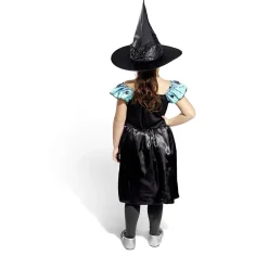 Déguisement enfant Halloween sorcière robe noir bleu violet 11/14 ans