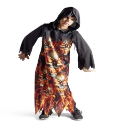Déguisement enfant Halloween gardien tunique crâne flamme 7/10ans