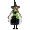 Déguisement enfant Halloween sorcière robe chapeau noir vert 7/10ans