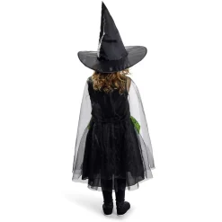 Déguisement enfant Halloween sorcière robe chapeau noir vert 7/10ans