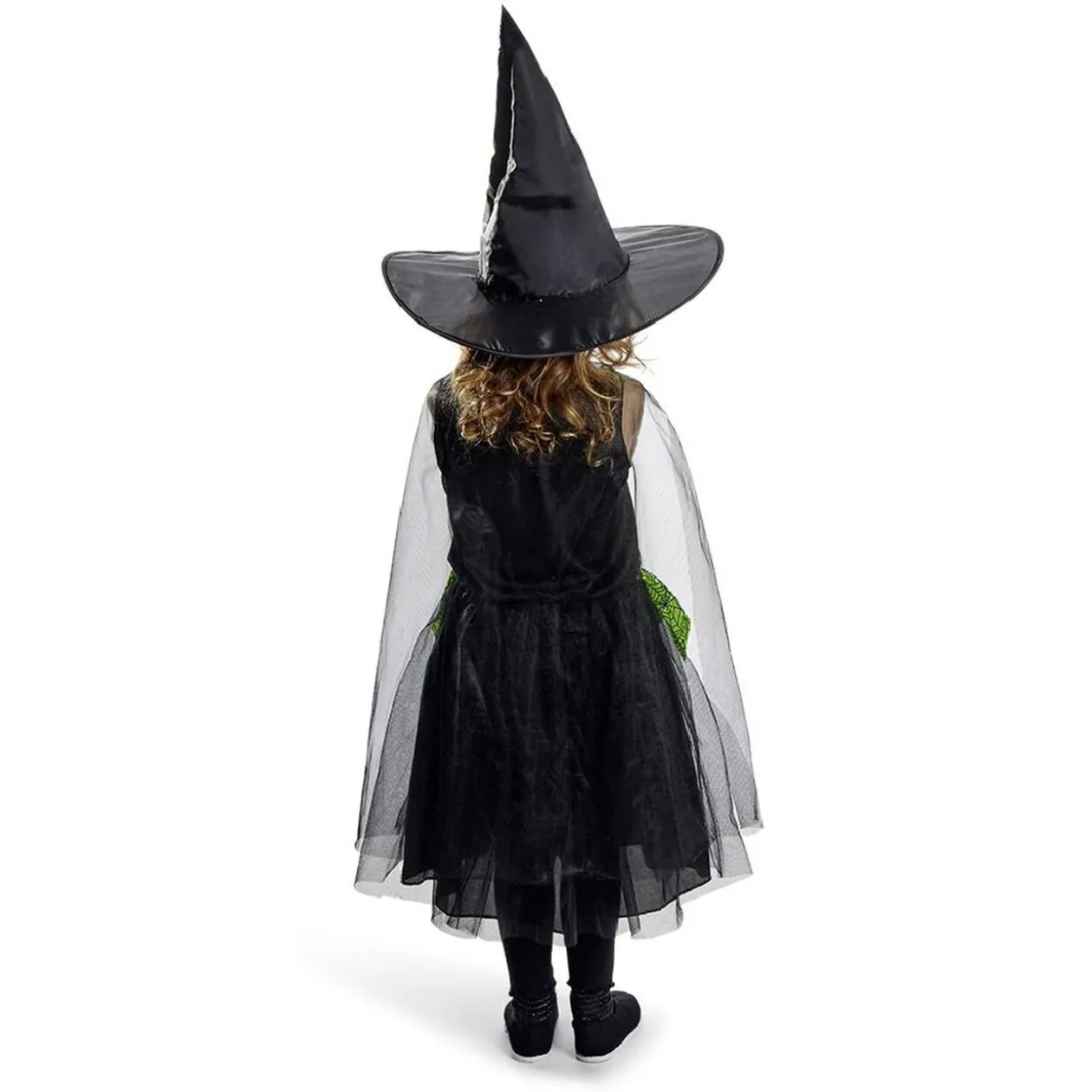 Déguisement enfant Halloween sorcière robe chapeau noir vert 11/14ans