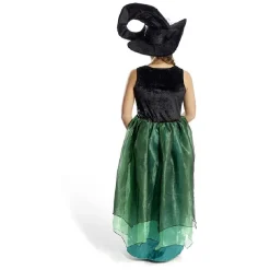 Déguisement enfant Halloween sorcière robe chapeau noir vert 7/10ans