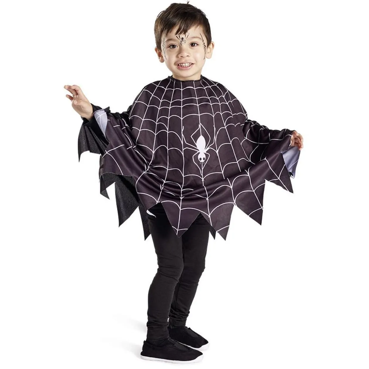 Déguisement enfant Halloween araignée poncho noir et blanc TU