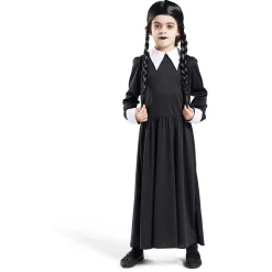 Déguisement enfant Mercredi Addams robe et col 7/10 ans