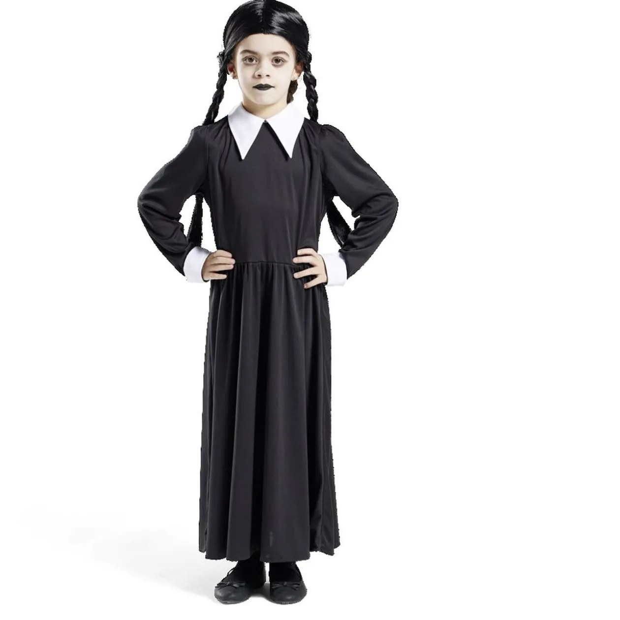Déguisement enfant Mercredi Addams robe et col 7/10 ans
