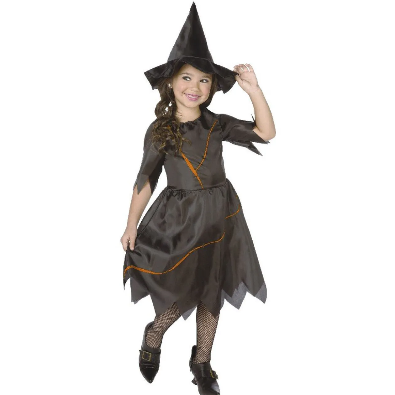 Déguisement enfant sorcière Halloween noir orange 4 à 6 ans