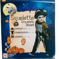 Déguisement enfant squelette chapeau et gilet