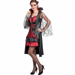 Déguisement femme vampire Halloween rouge noir taille L