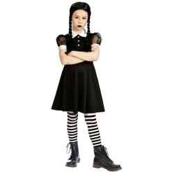 Déguisement fille gothique style Mercredi Addams 11/14 ans