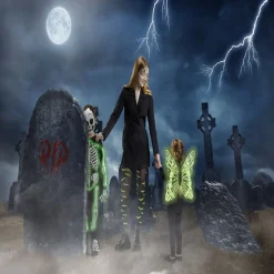 Déguisement squelette lumineux masque, gants, combinaison 7/10 ans