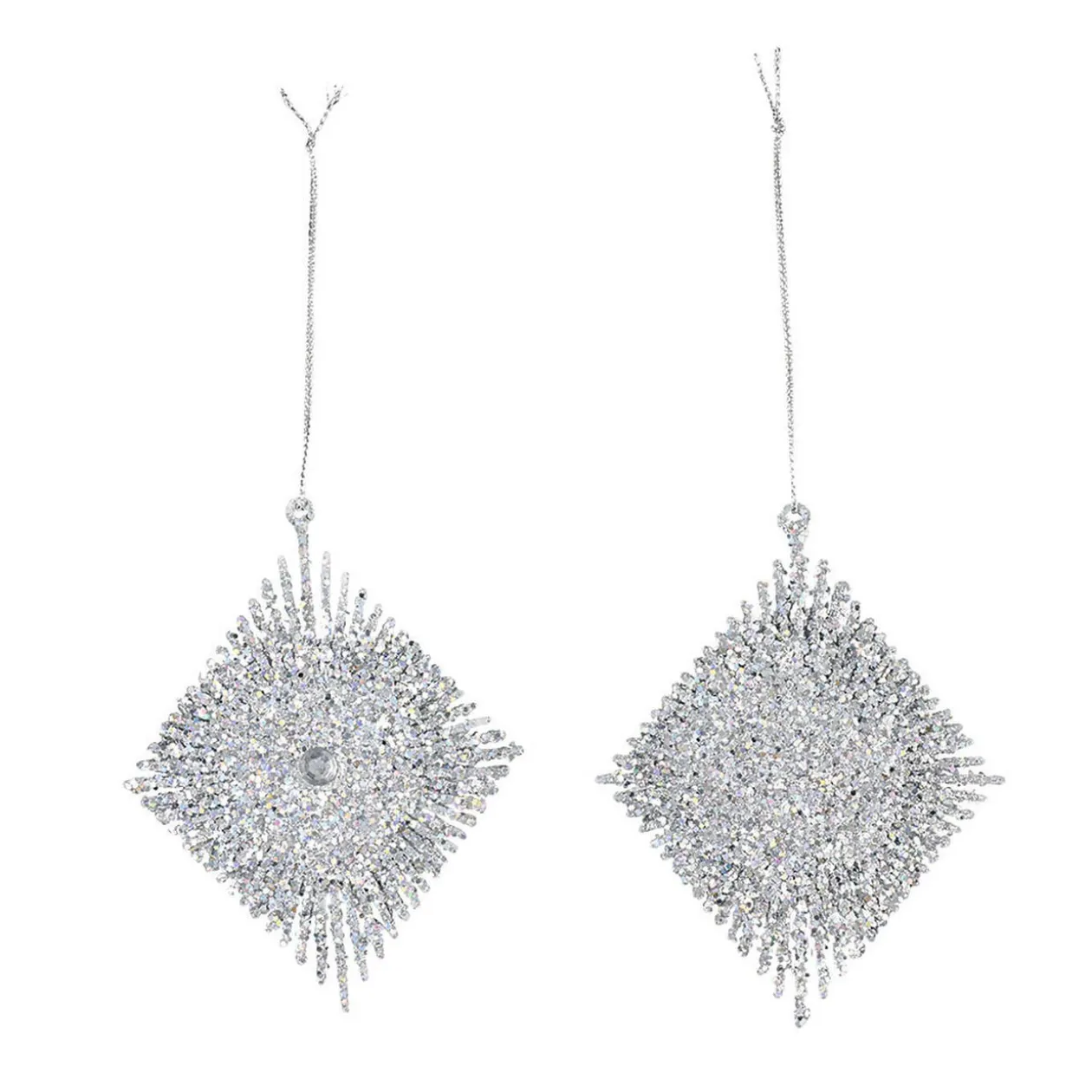 Diamant argenté à suspendre x 2 déco Noël