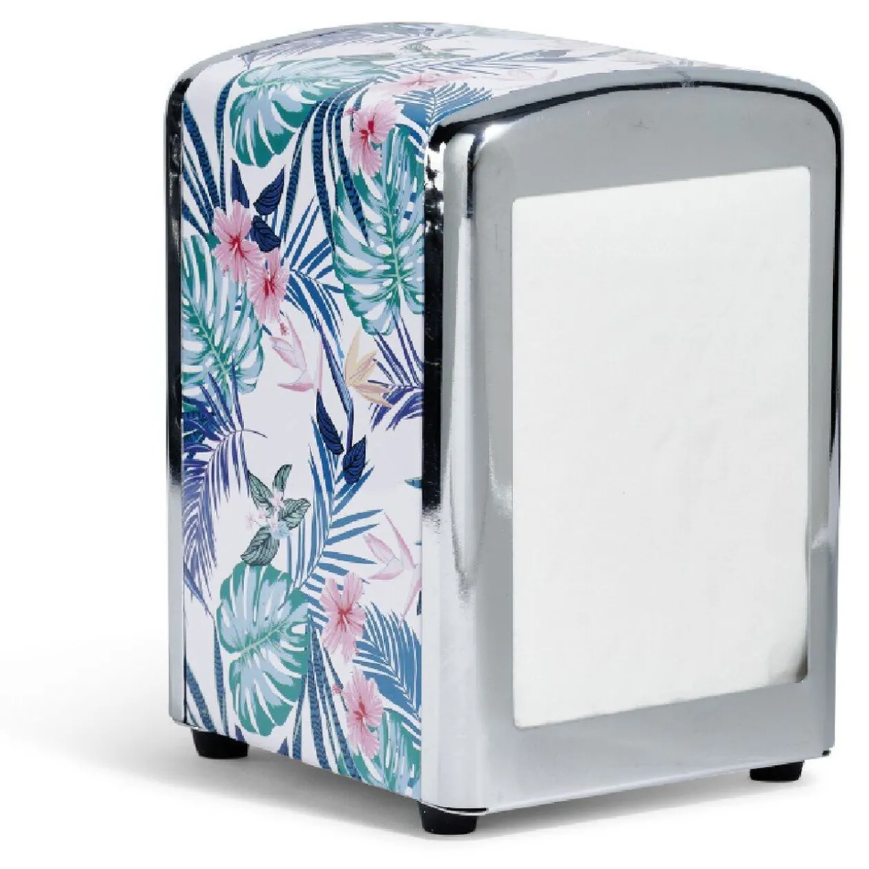 Distributeur de serviettes de table oiseau tropical en métal