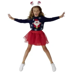 Ensemble tutu avec serre-tête Père Noël rouge fille