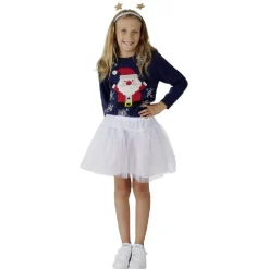 Ensemble tutu avec serre-tête étoile Noël blanc doré fille