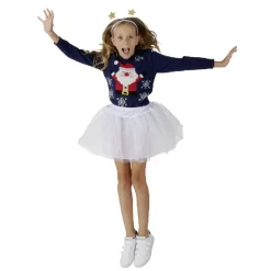Ensemble tutu avec serre-tête étoile Noël blanc doré fille