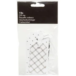 Etiquette cadeau blanc et noir x 12