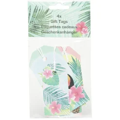 Etiquette cadeau motif tropical x4