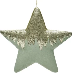 Etoile velours&paillette vert dorée Polystyrène