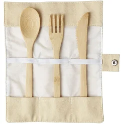 Etui avec couverts en bambou fourchette/couteau/cuillère 3 pièces