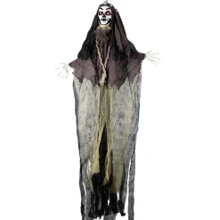 Femme vaudou lumineuse Halloween à suspendre H120cm