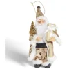 Figurine Père Noël doré et blanc H18cm