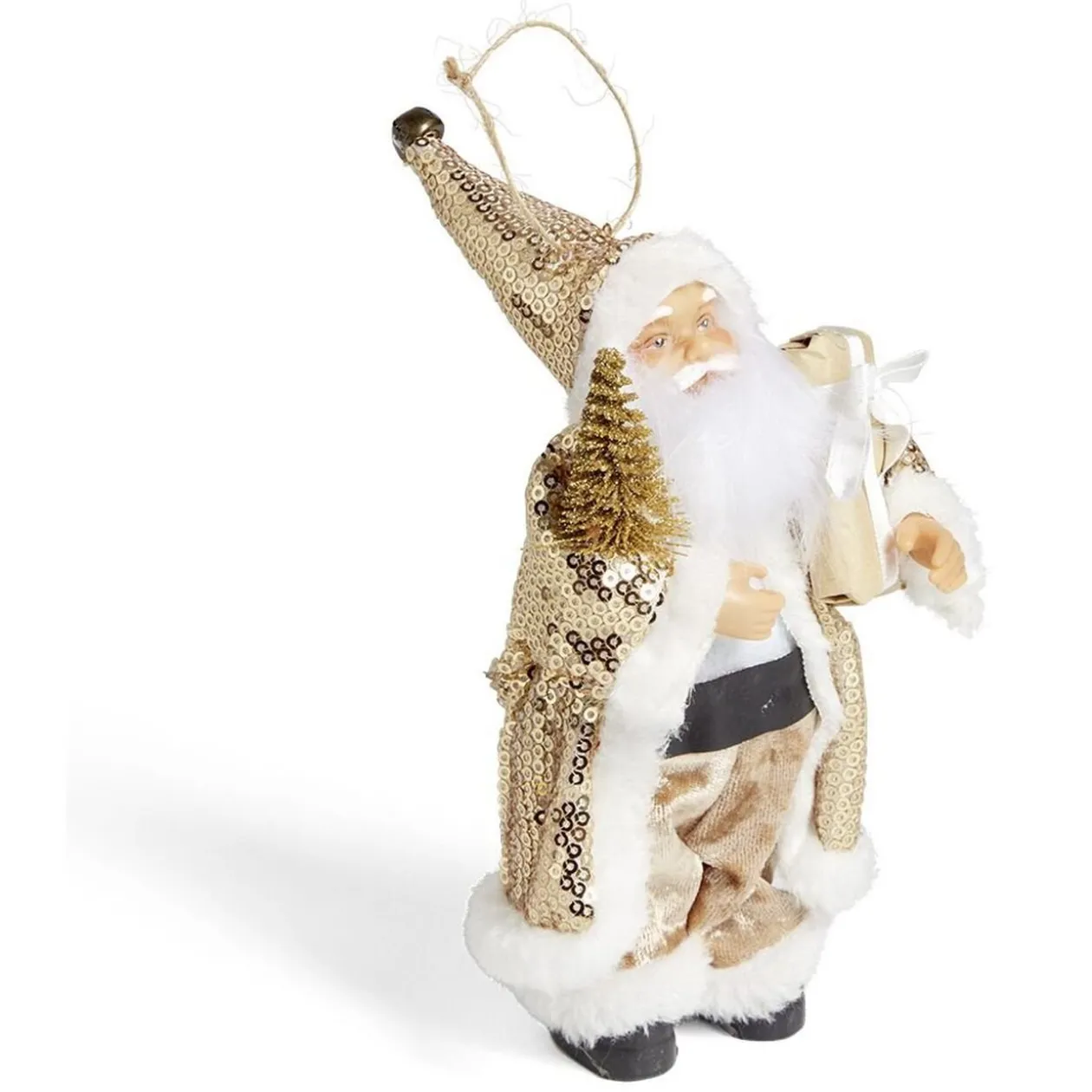 Figurine Père Noël doré et blanc H18cm
