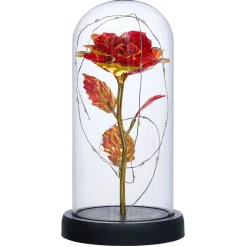 Fleur immortelle LED Dia de los Muertos Ø11xH22cm or et rouge