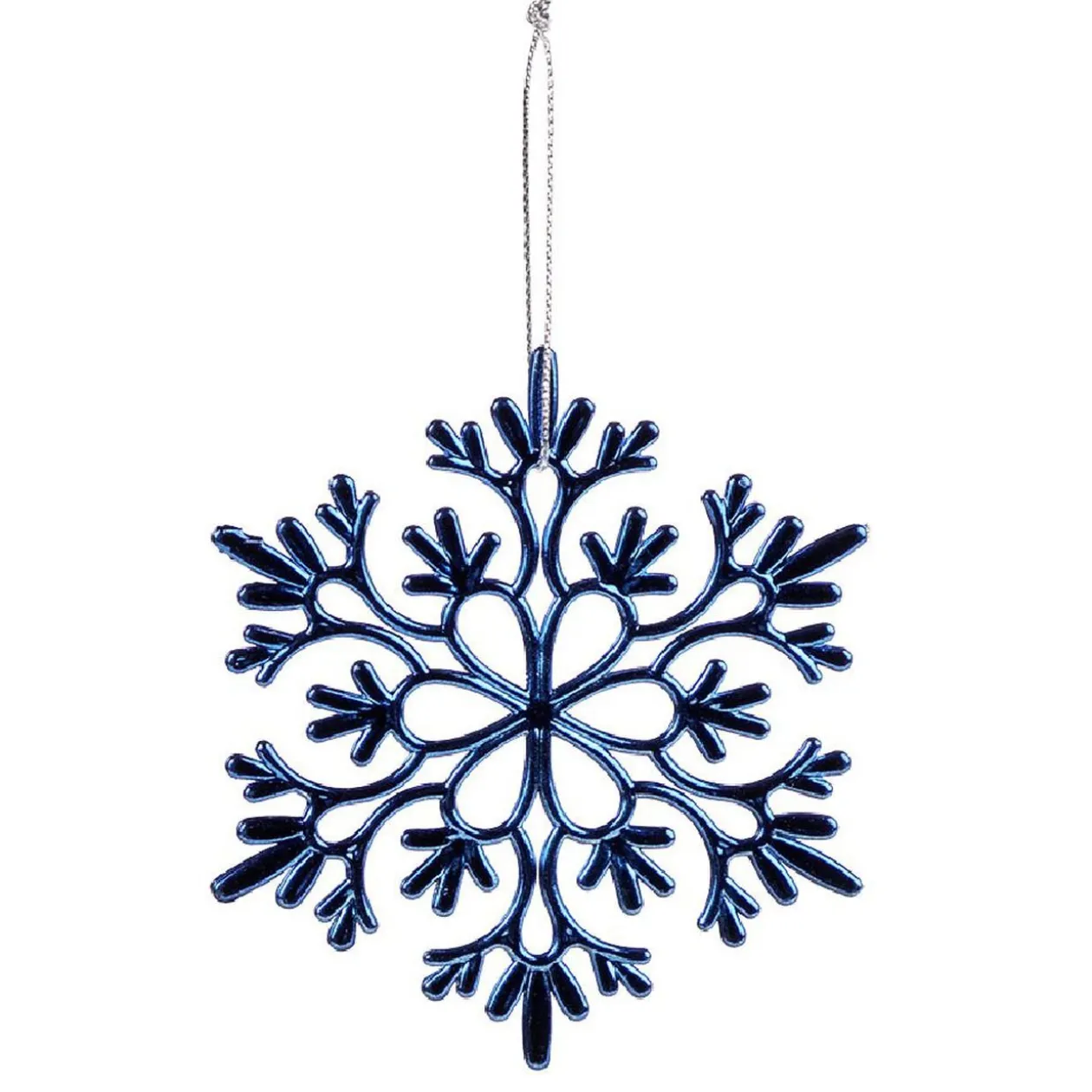 Flocon à suspendre brillant bleu ou blanc Ø10cm