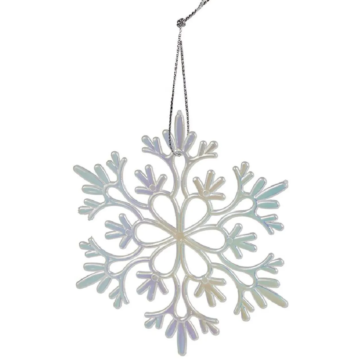 Flocon à suspendre brillant bleu ou blanc Ø10cm