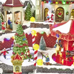 Fête foraine lumineuse animée musicale 58LED carrousel village de Noël