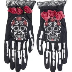 Gants adulte Halloween imprimé squelette jour des morts Taille unique