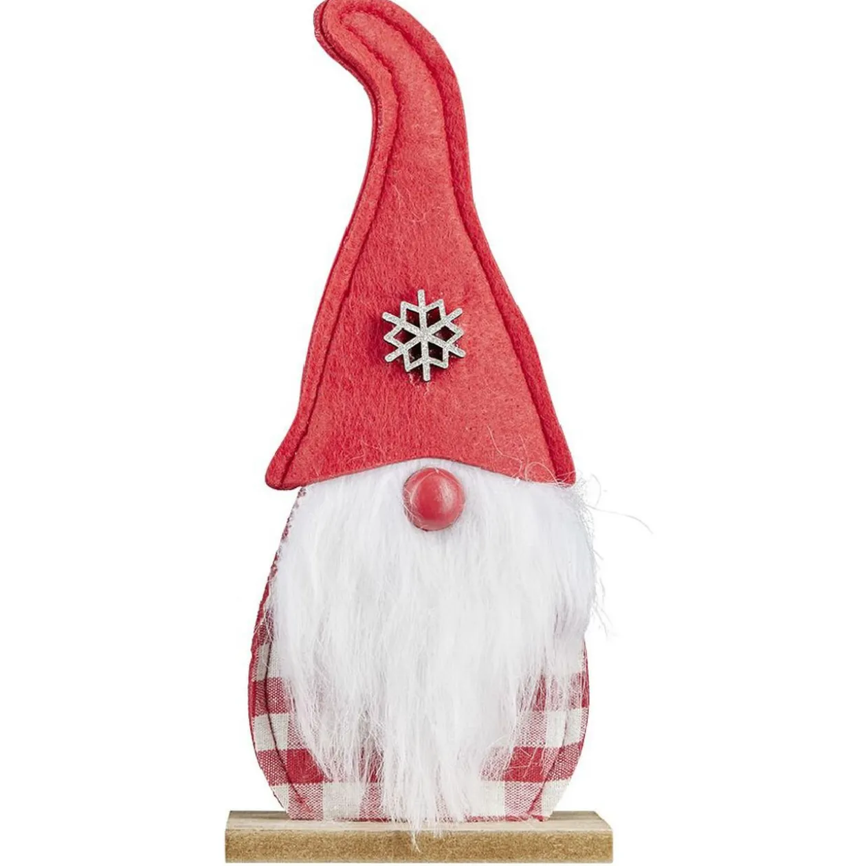 Gnome à poser en bois rouge et blanc L10,5xl4,5xH24cm