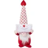Gnome de Noël à poser avec enveloppe coeur rouge et blanc H30cm