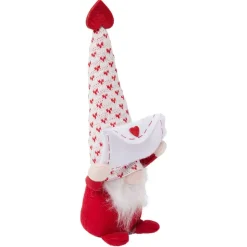 Gnome de Noël à poser avec enveloppe coeur rouge et blanc H30cm