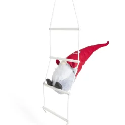 Gnome Noël grimpeur sur échelle H48cm