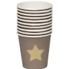 Gobelet à café en carton taupe motif étoile doré x10